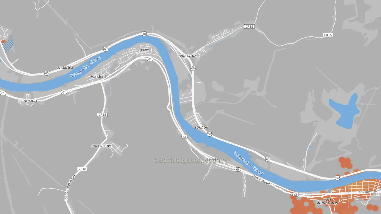 Bike Grade map of 25126, WV