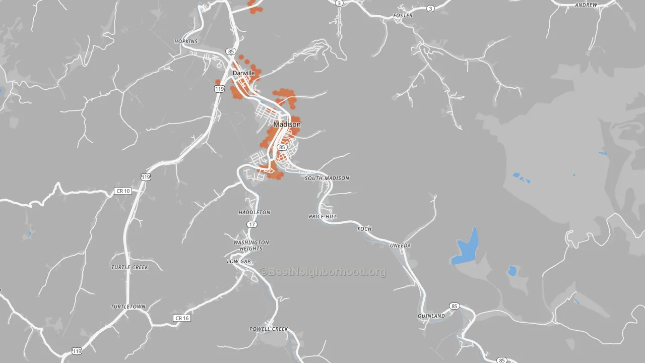 Bike Grade map of 25130, WV