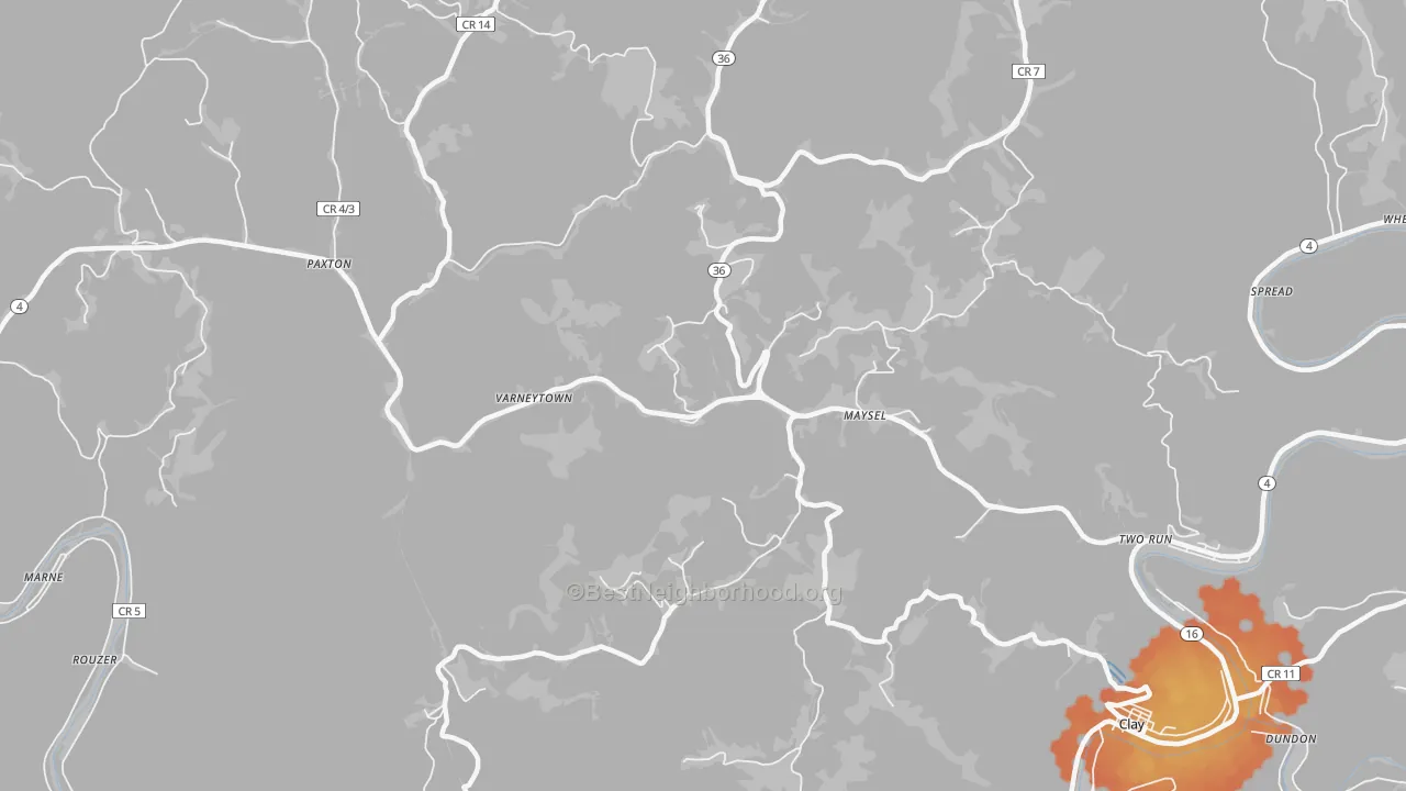 Bike Grade map of 25133, WV