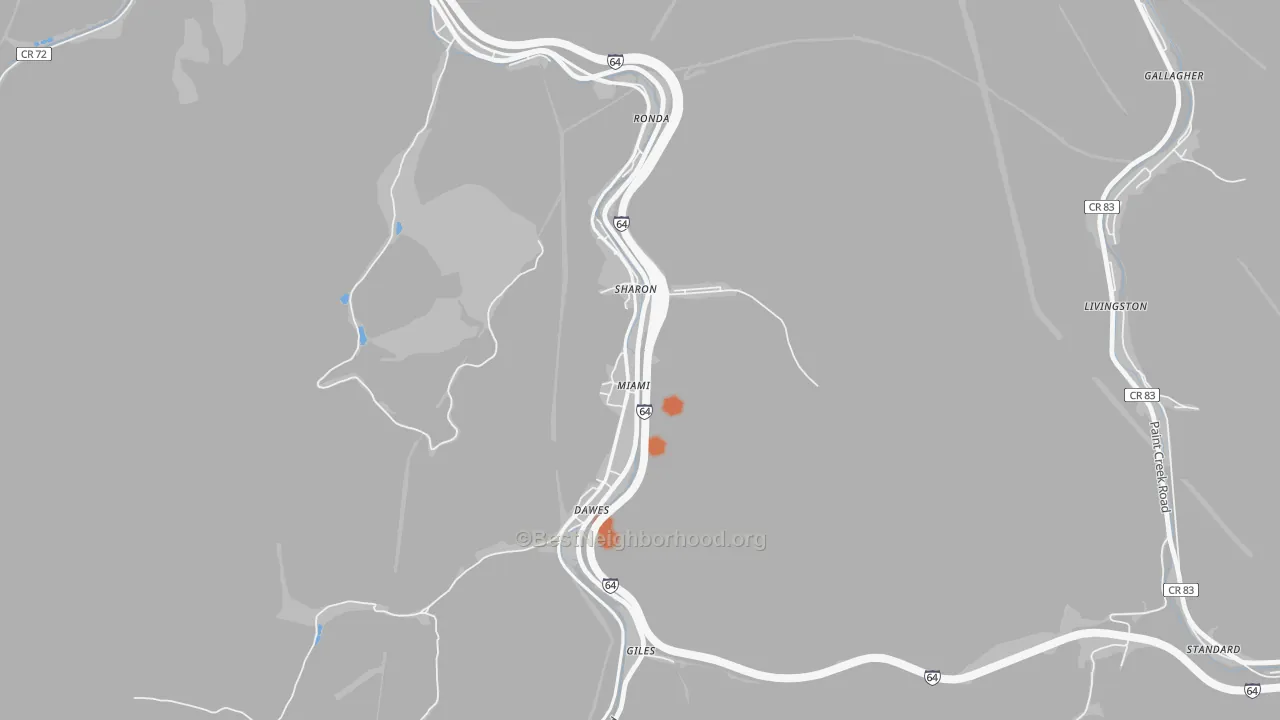 Bike Grade map of 25134, WV
