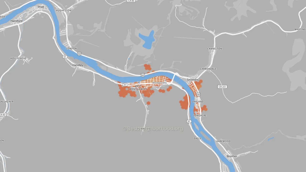 Bike Grade map of 25136, WV
