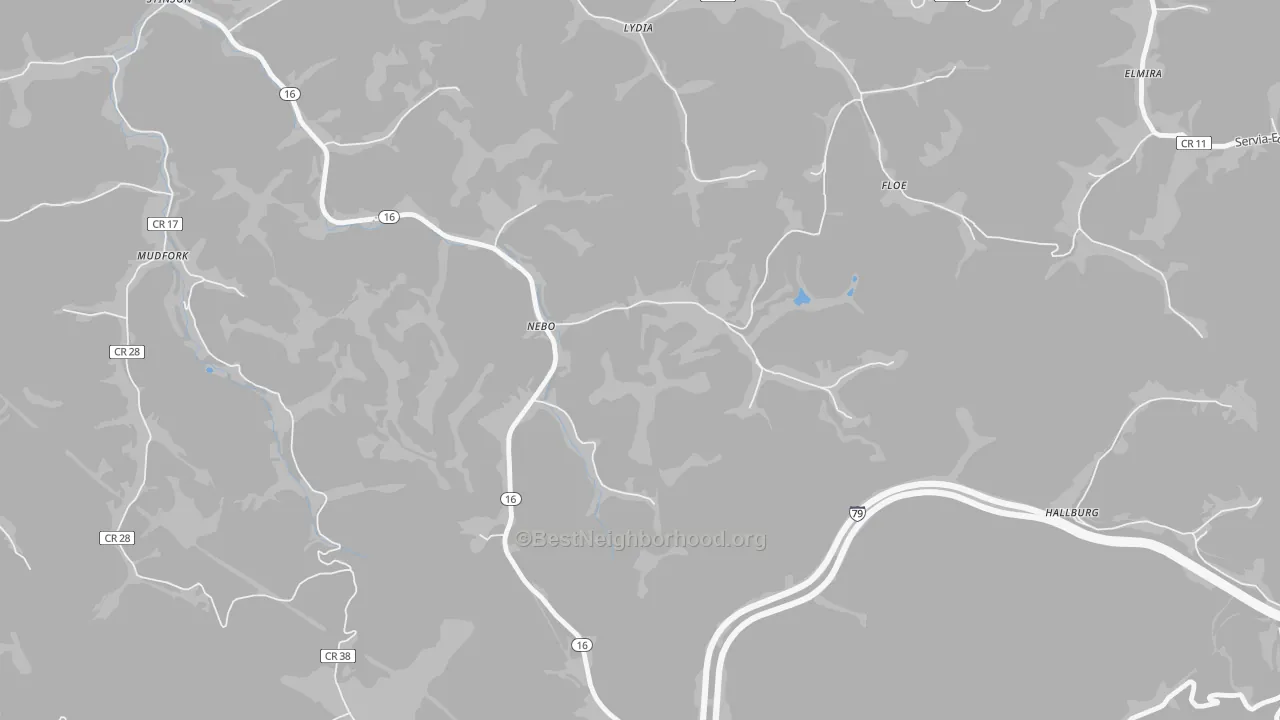 Bike Grade map of 25141, WV
