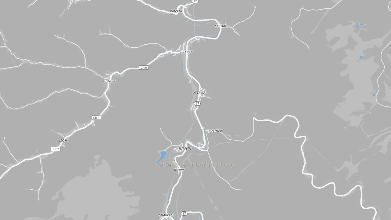 Bike Grade map of 25149, WV
