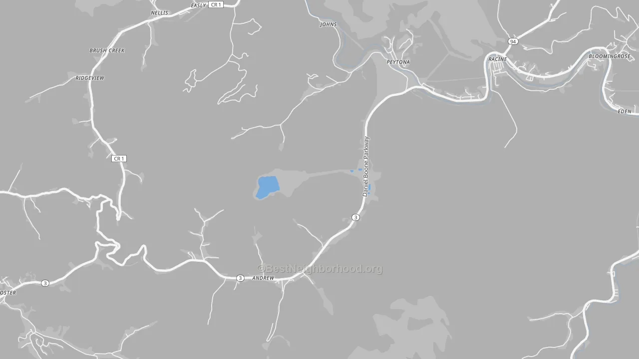 Bike Grade map of 25154, WV
