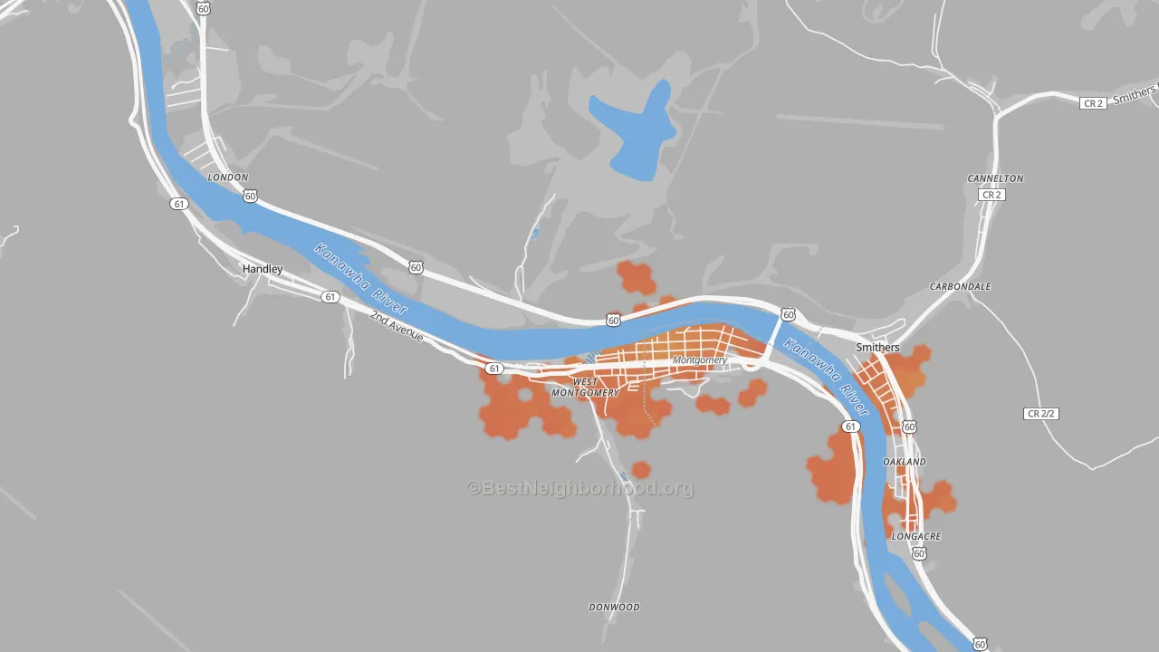 Bike Grade map of 25156, WV