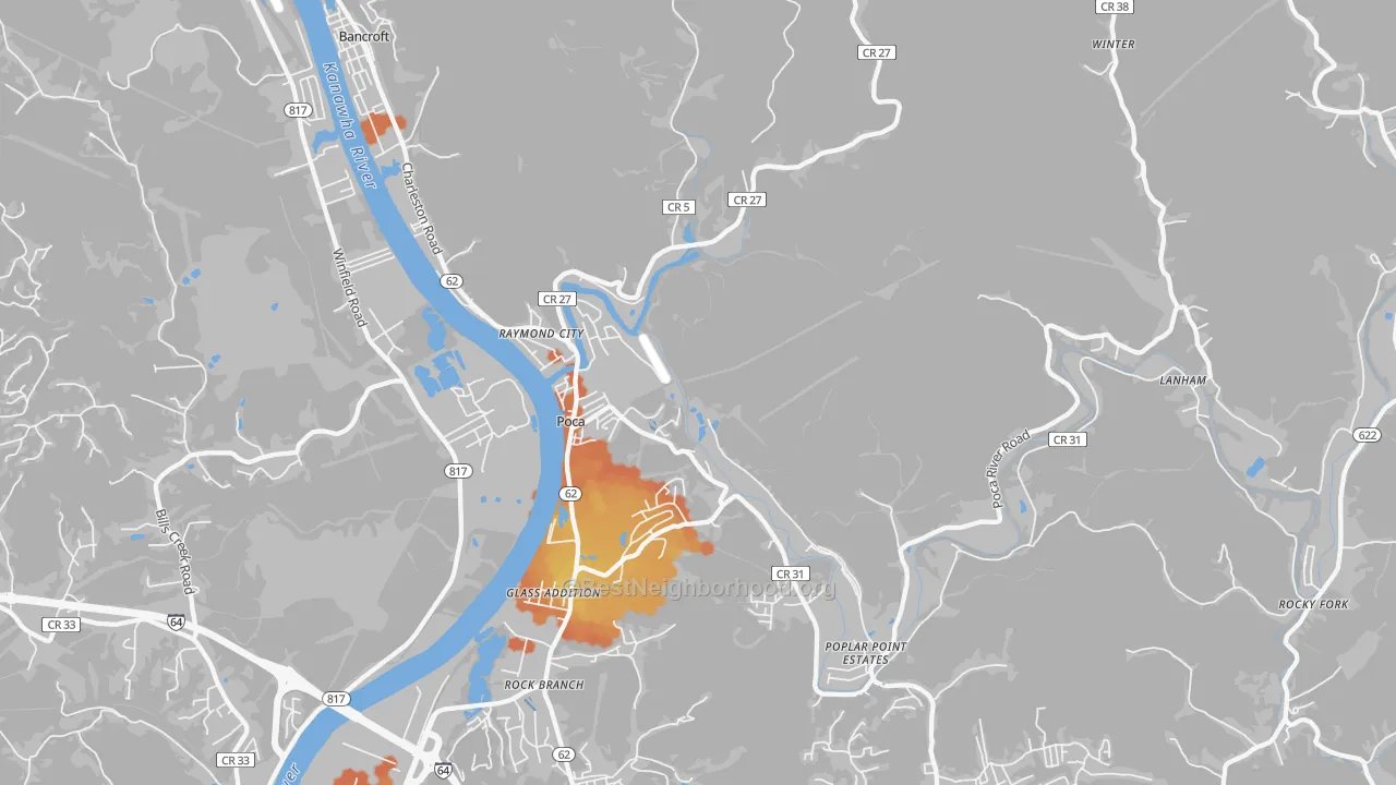 Bike Grade map of 25159, WV
