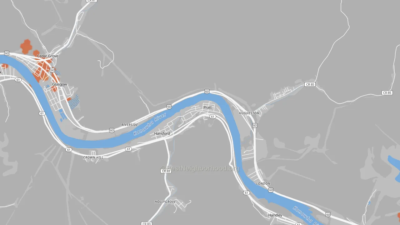 Bike Grade map of 25162, WV