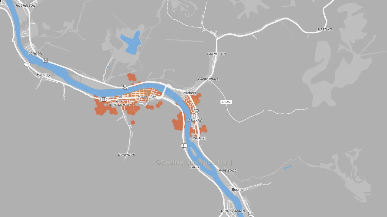 Bike Grade map of 25186, WV