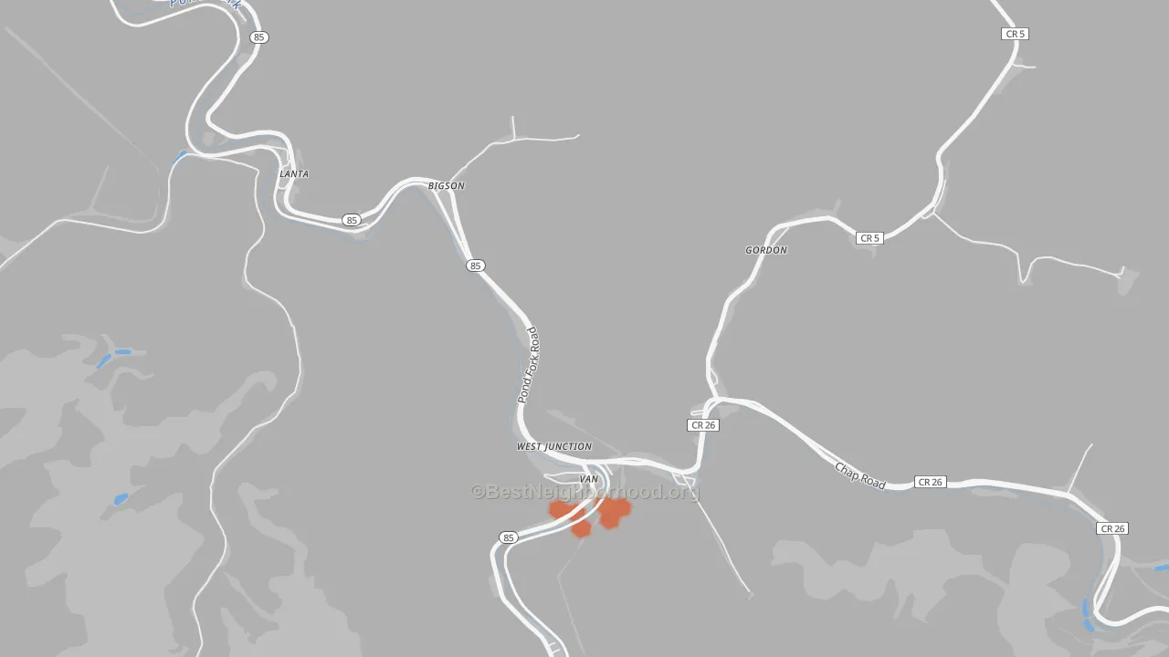 Bike Grade map of 25206, WV