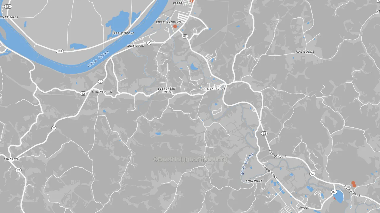 Bike Grade map of 25239, WV