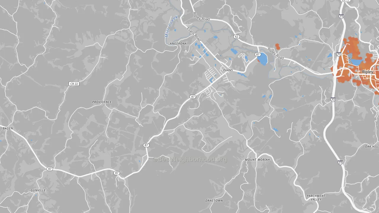 Bike Grade map of 25241, WV