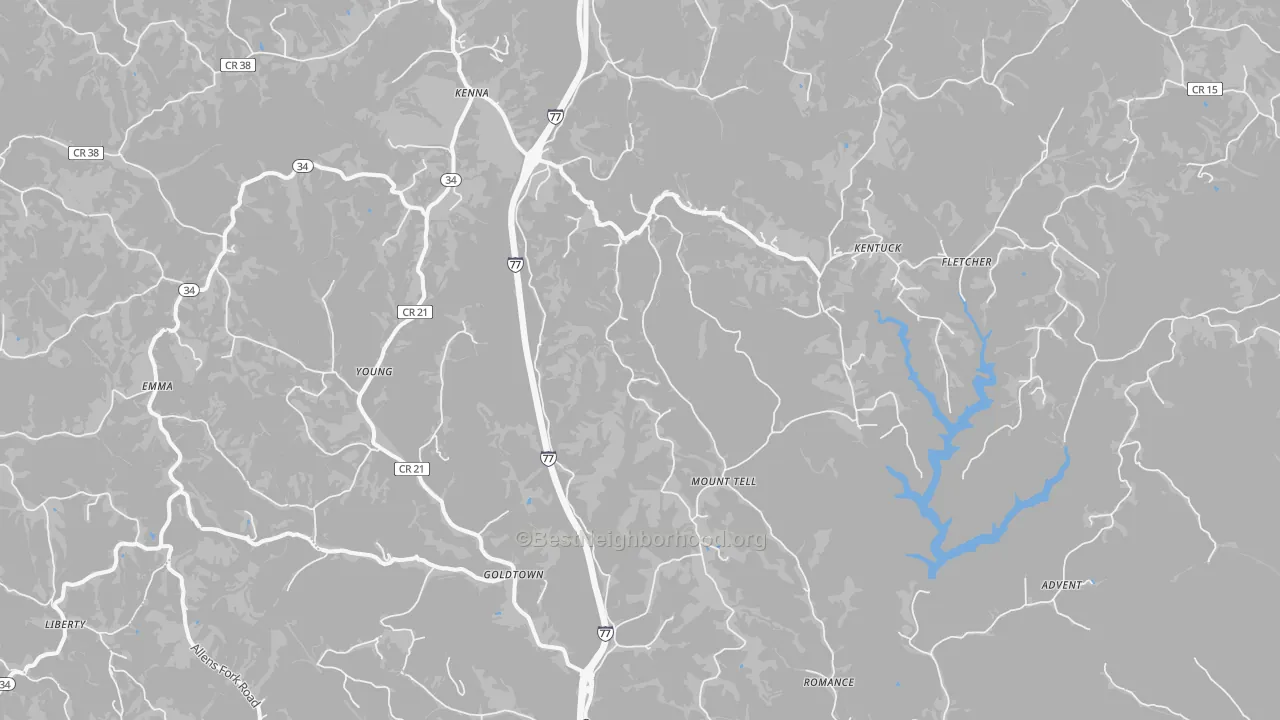 Bike Grade map of 25248, WV