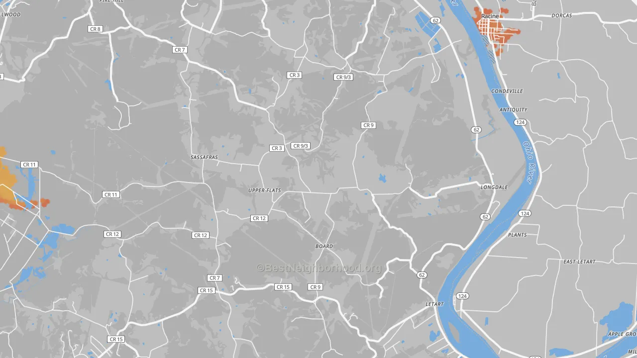 Bike Grade map of 25253, WV