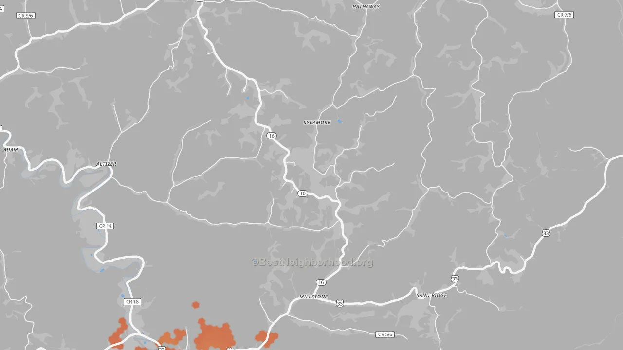 Bike Grade map of 25261, WV