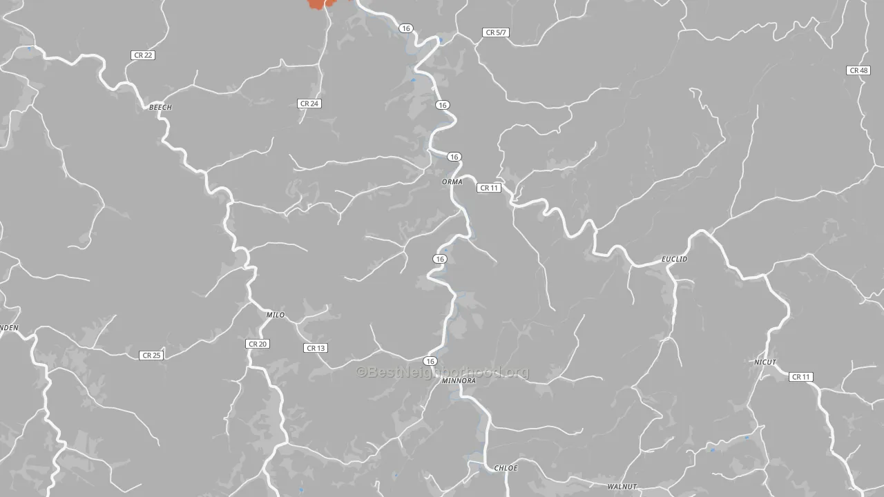 Bike Grade map of 25268, WV