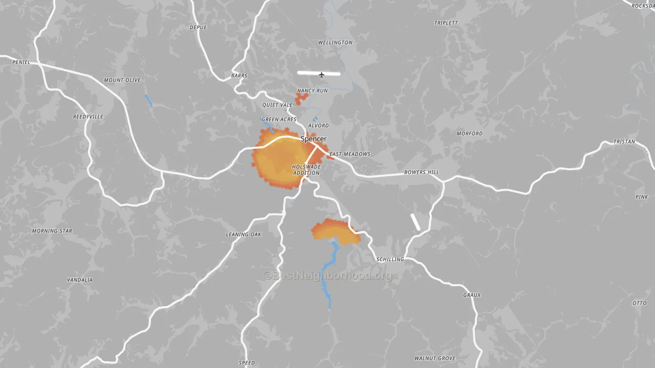 Bike Grade map of 25276, WV