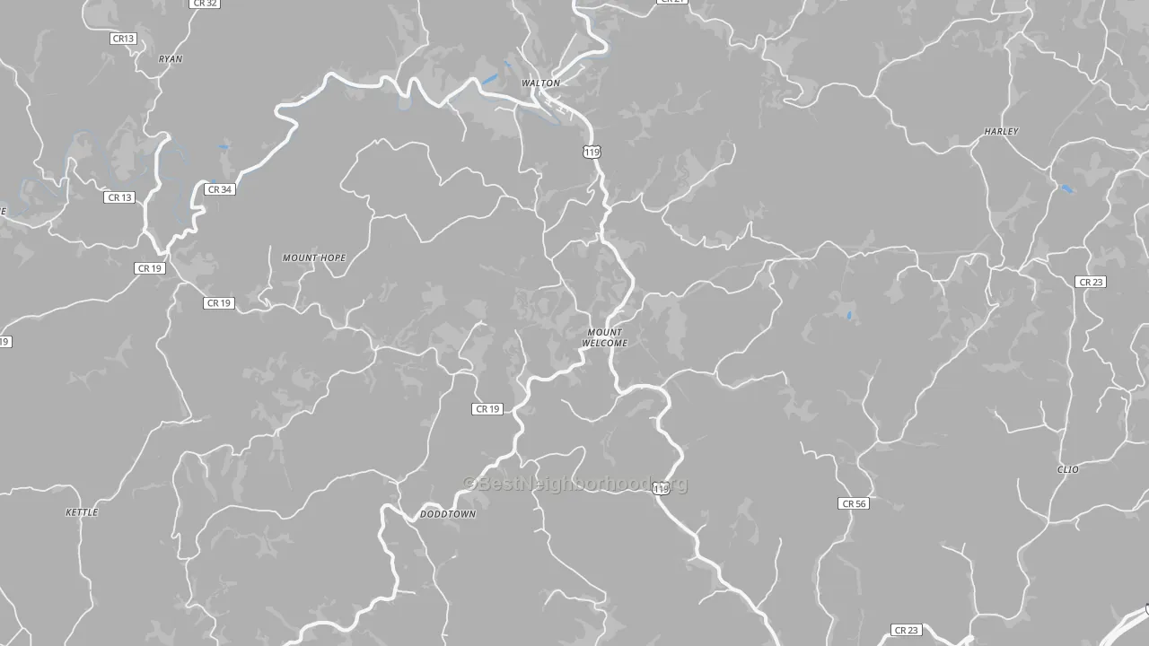 Bike Grade map of 25286, WV