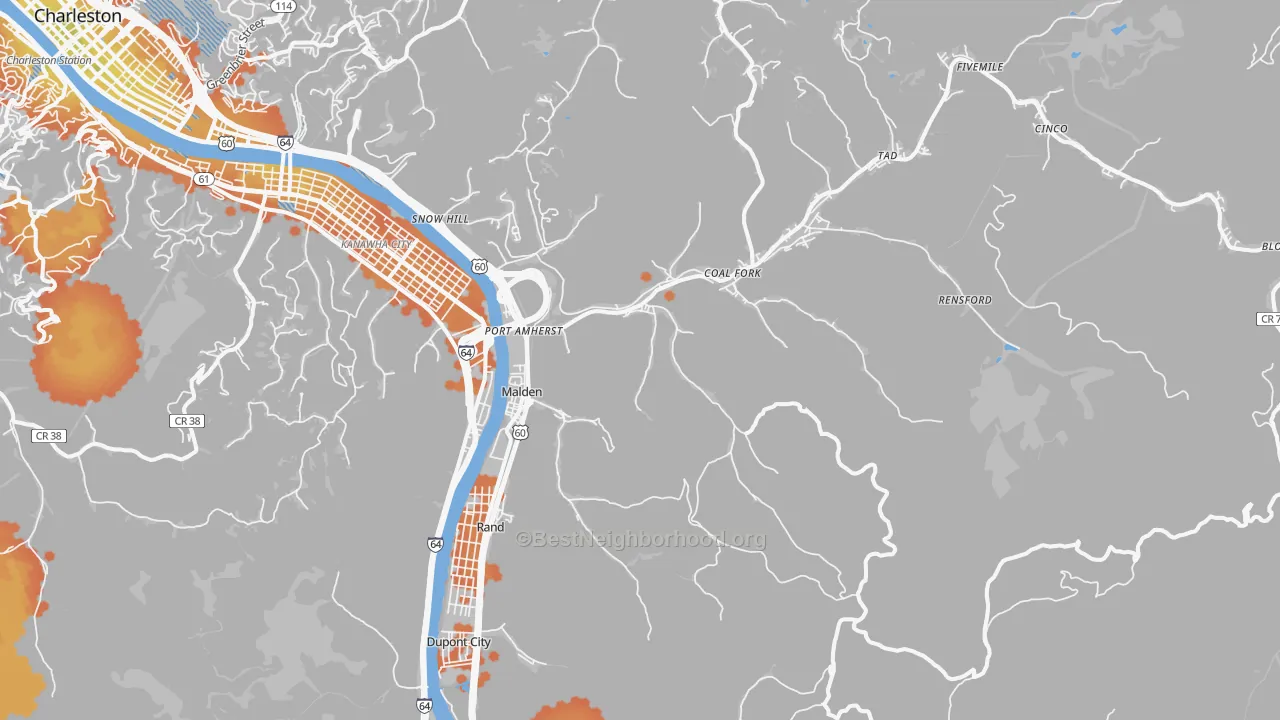 Bike Grade map of 25306, WV