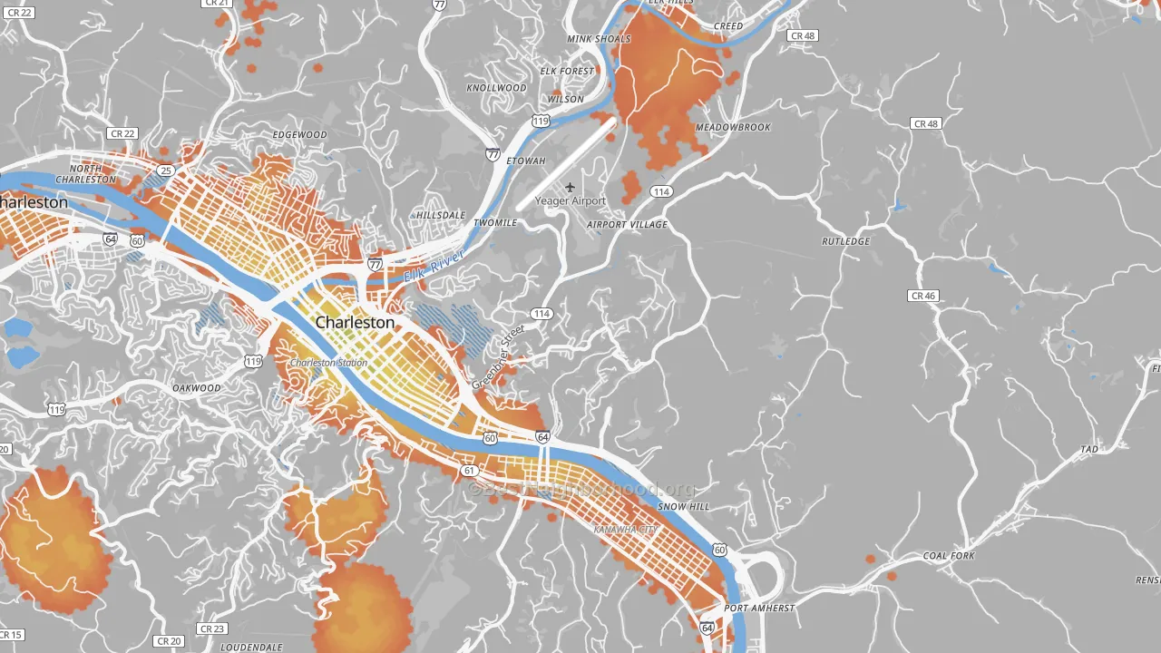 Bike Grade map of 25311, WV