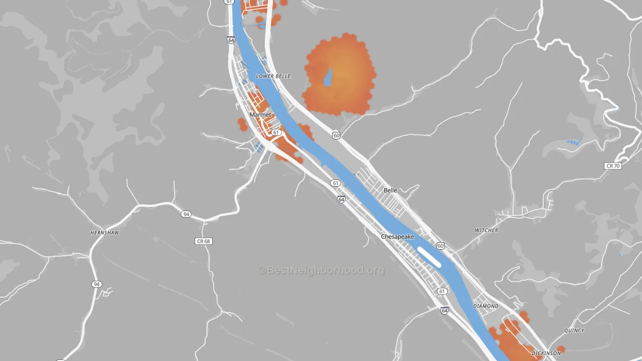 Bike Grade map of 25315, WV