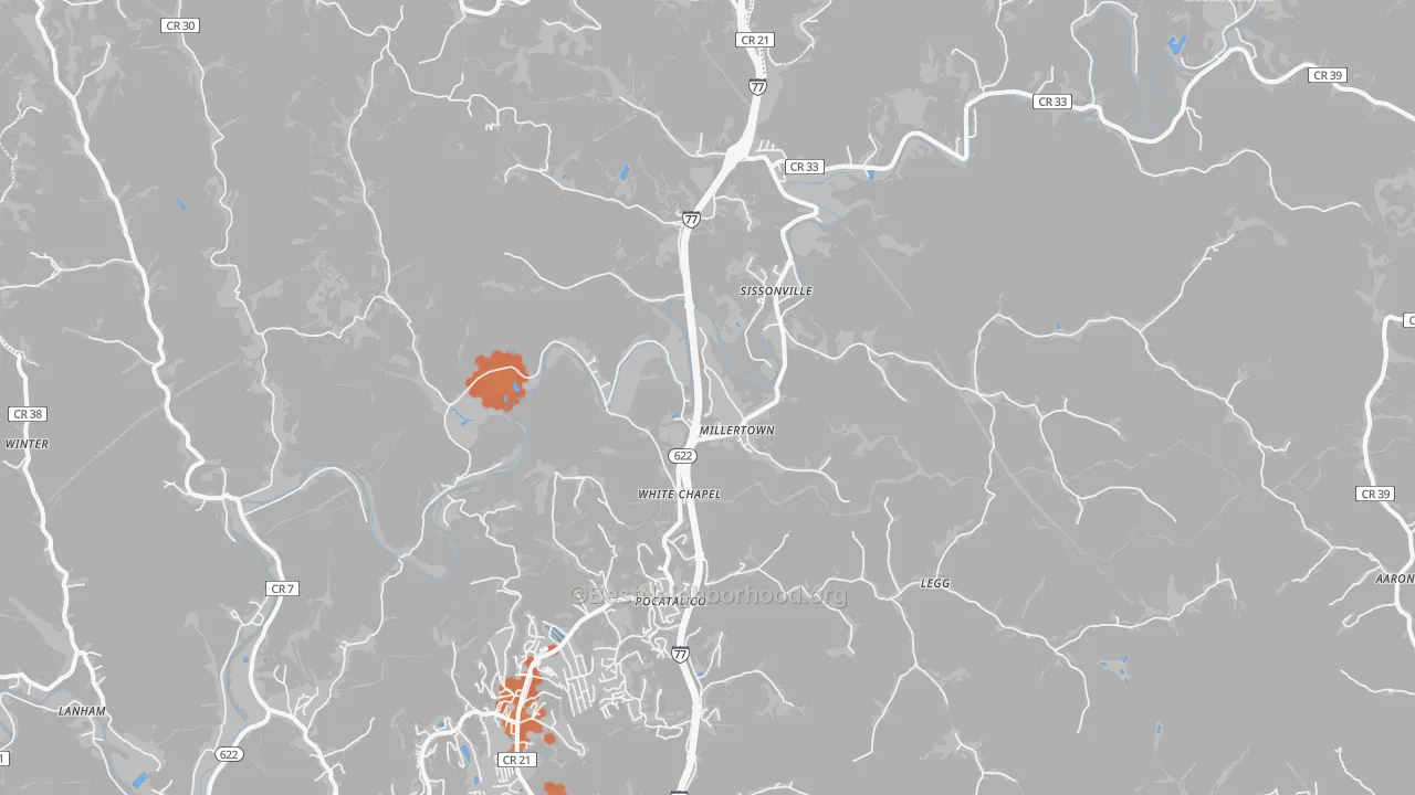 Bike Grade map of 25320, WV