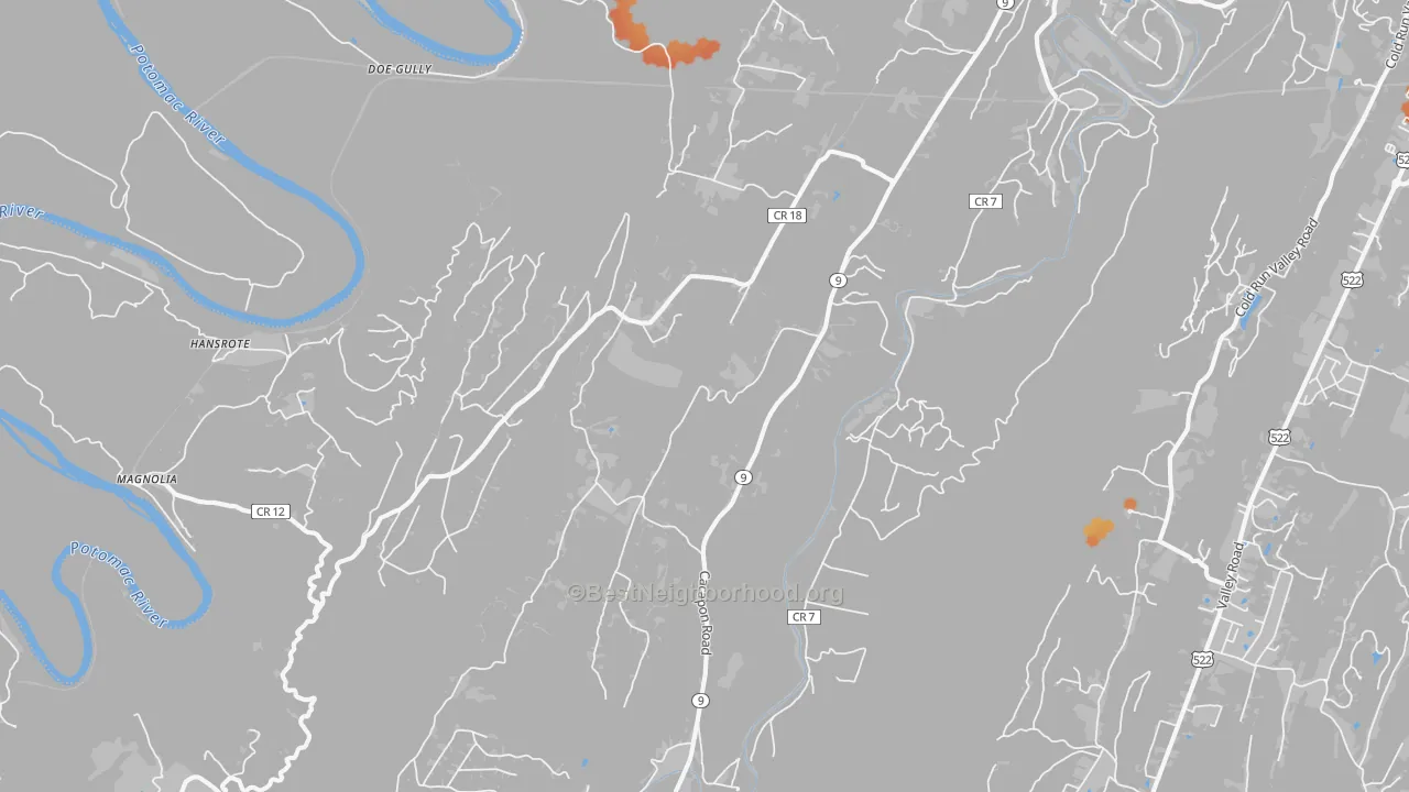 Bike Grade map of 25422, WV