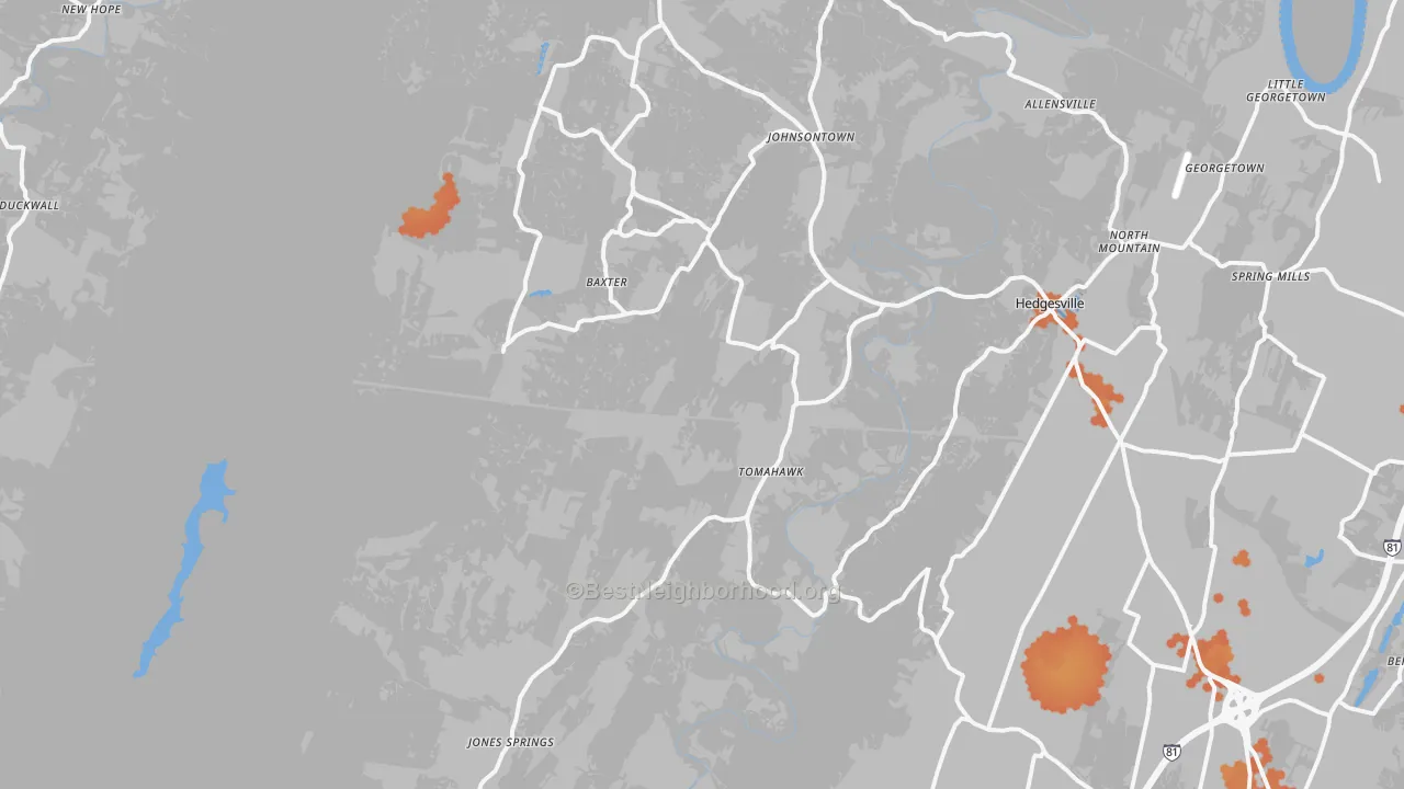 Bike Grade map of 25427, WV