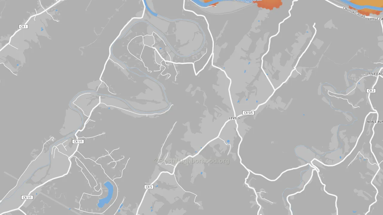Bike Grade map of 25431, WV