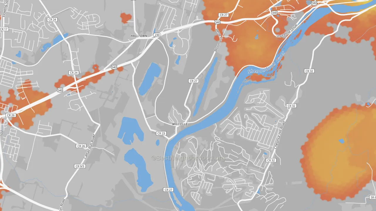 Bike Grade map of 25432, WV