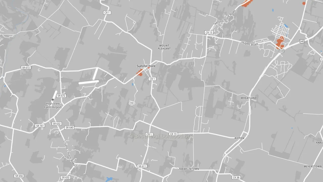 Bike Grade map of 25446, WV