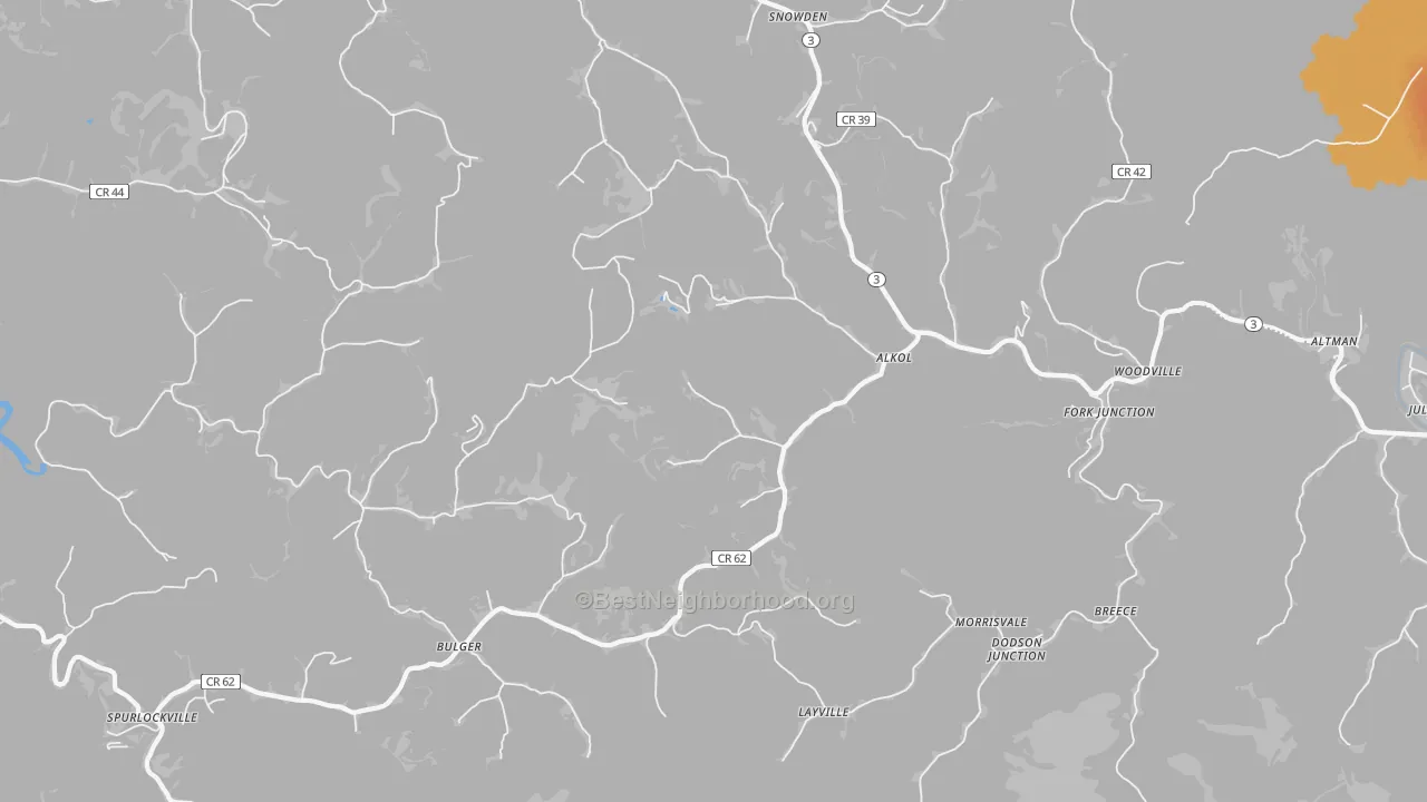 Bike Grade map of 25501, WV