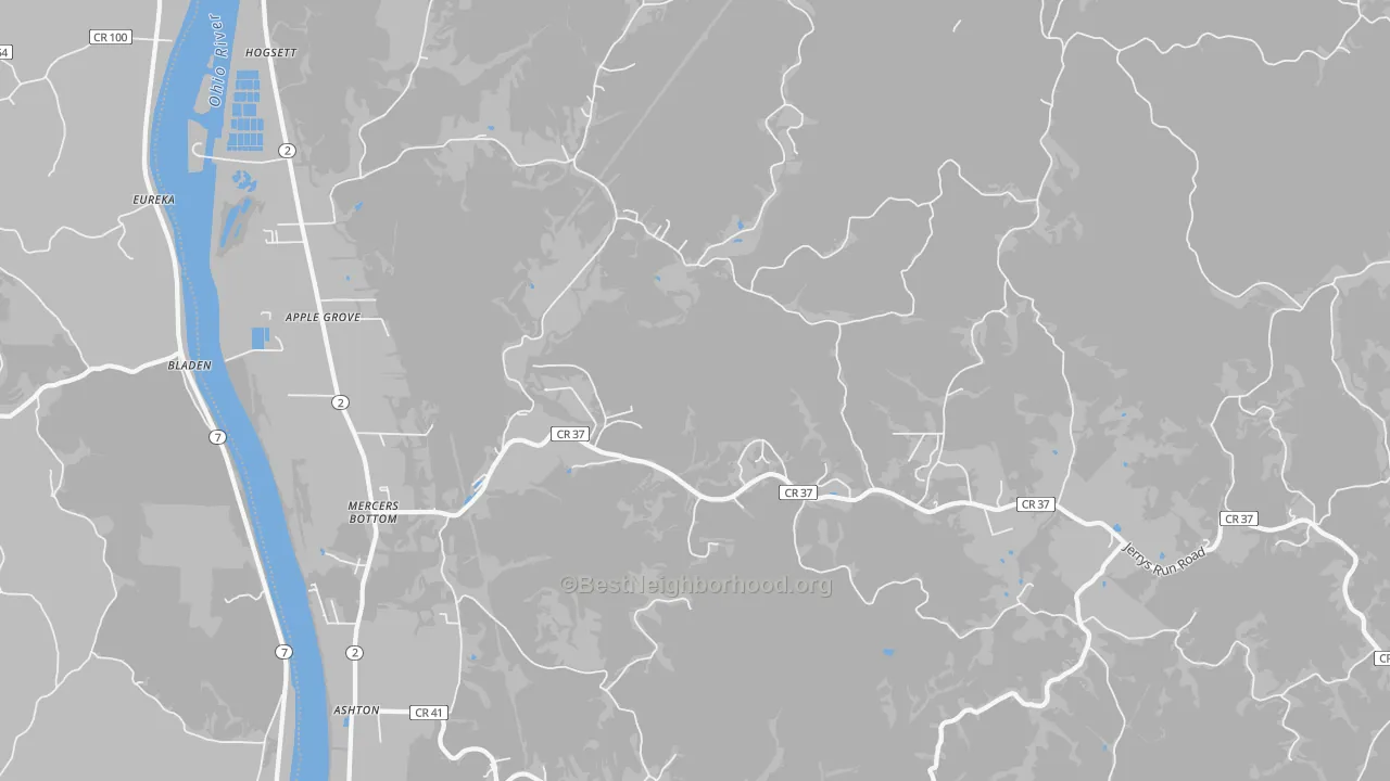 Bike Grade map of 25502, WV