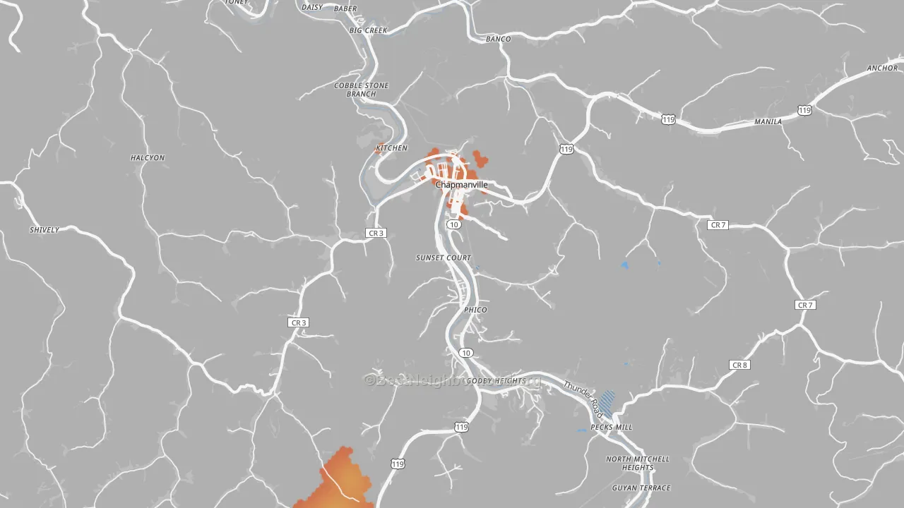 Bike Grade map of 25508, WV