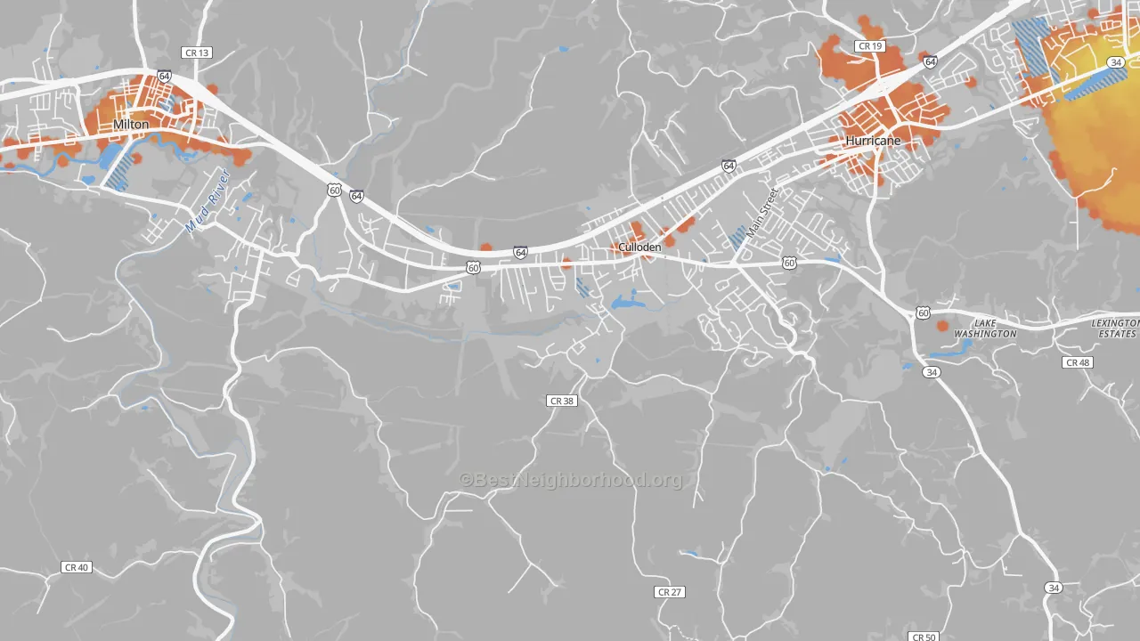 Bike Grade map of 25510, WV