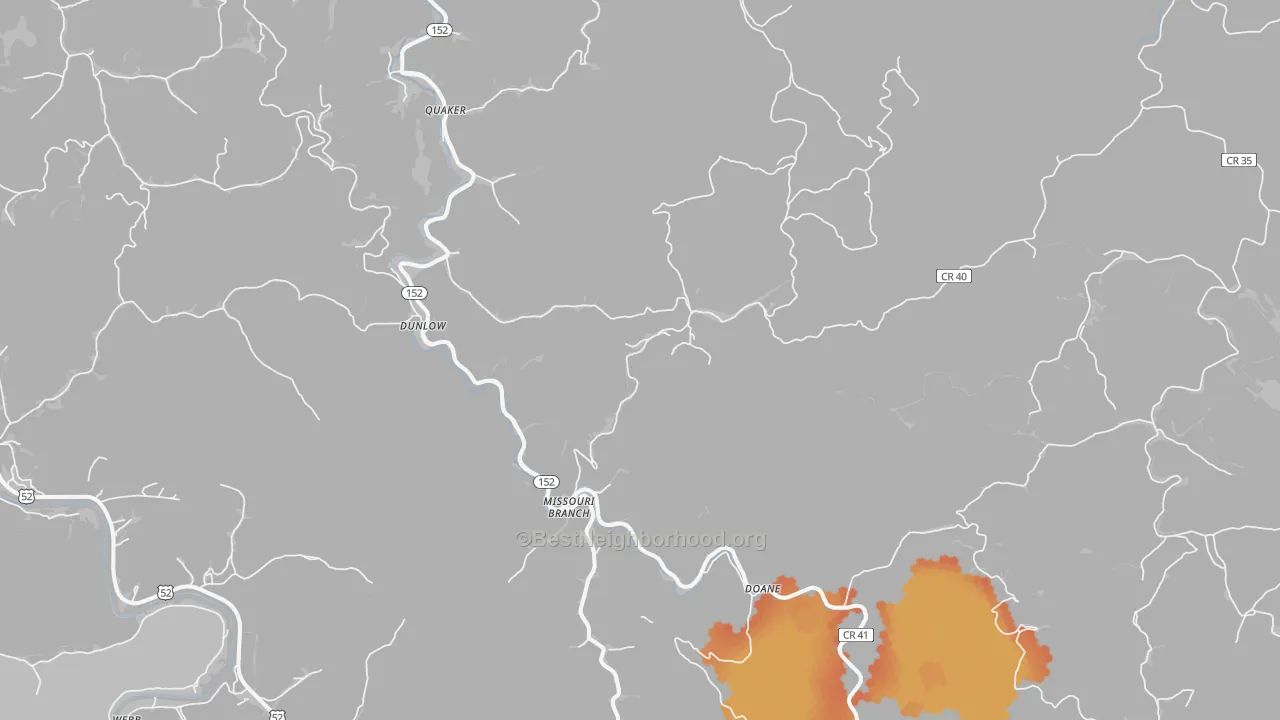 Bike Grade map of 25511, WV