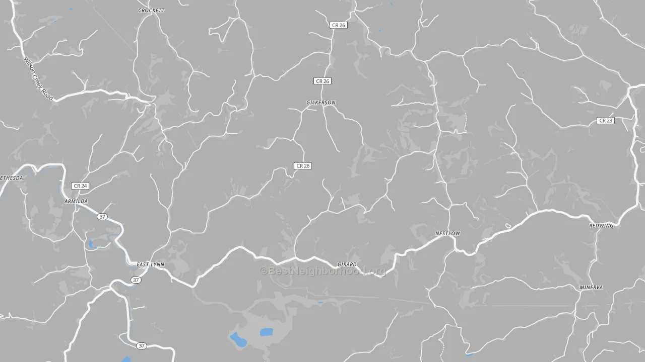 Bike Grade map of 25512, WV
