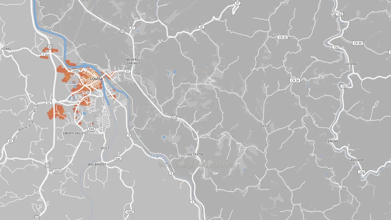 Bike Grade map of 25514, WV