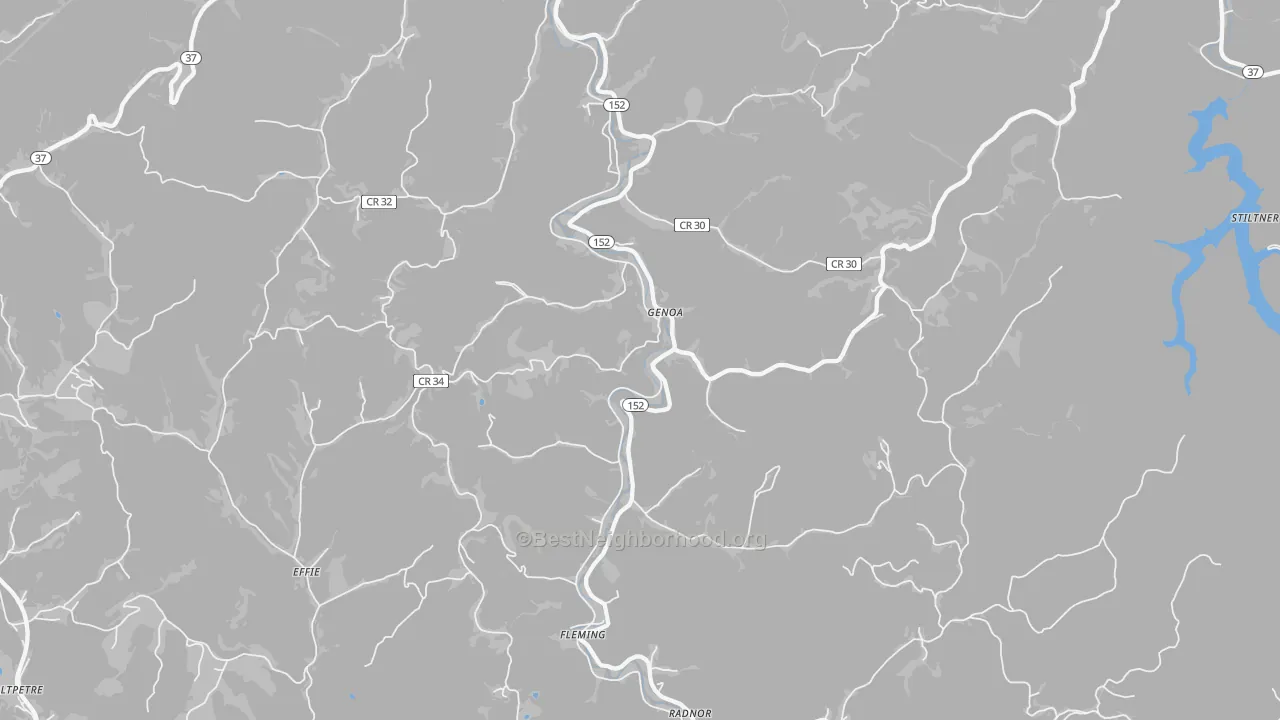 Bike Grade map of 25517, WV