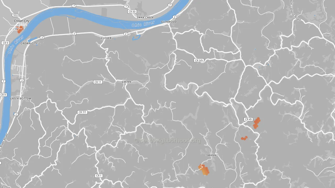 Bike Grade map of 25520, WV
