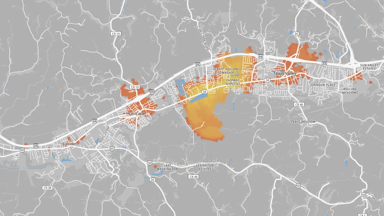 Bike Grade map of 25526, WV