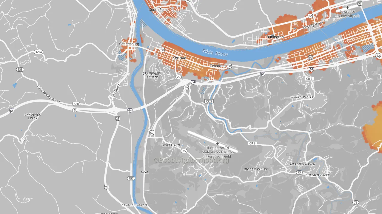 Bike Grade map of 25530, WV