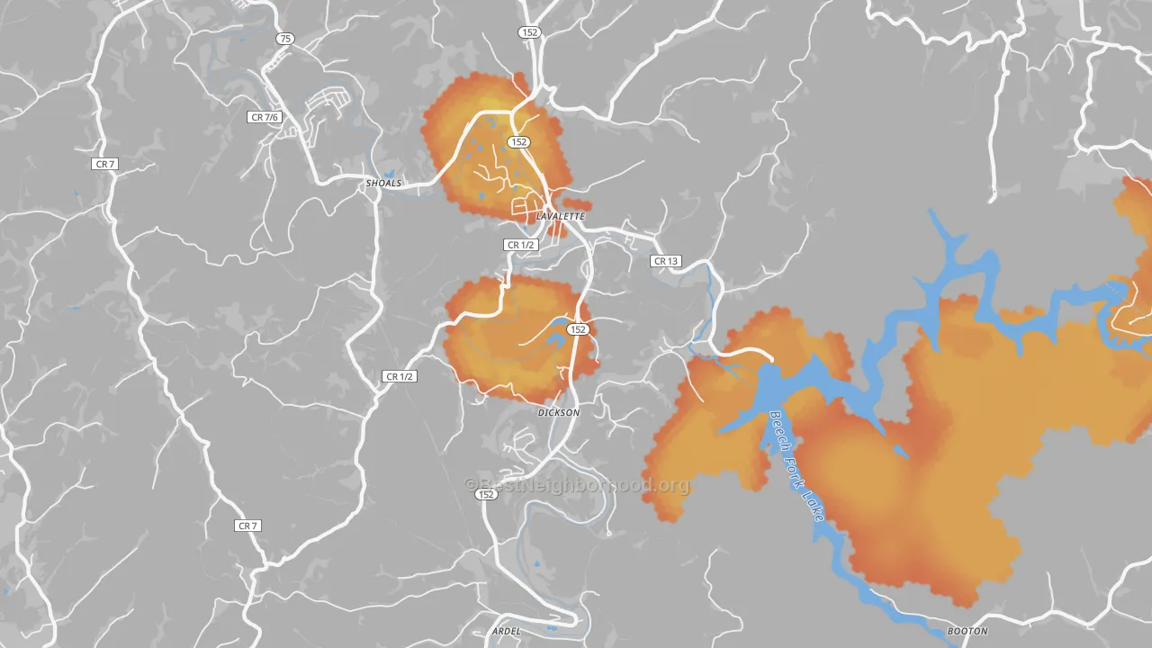 Bike Grade map of 25535, WV