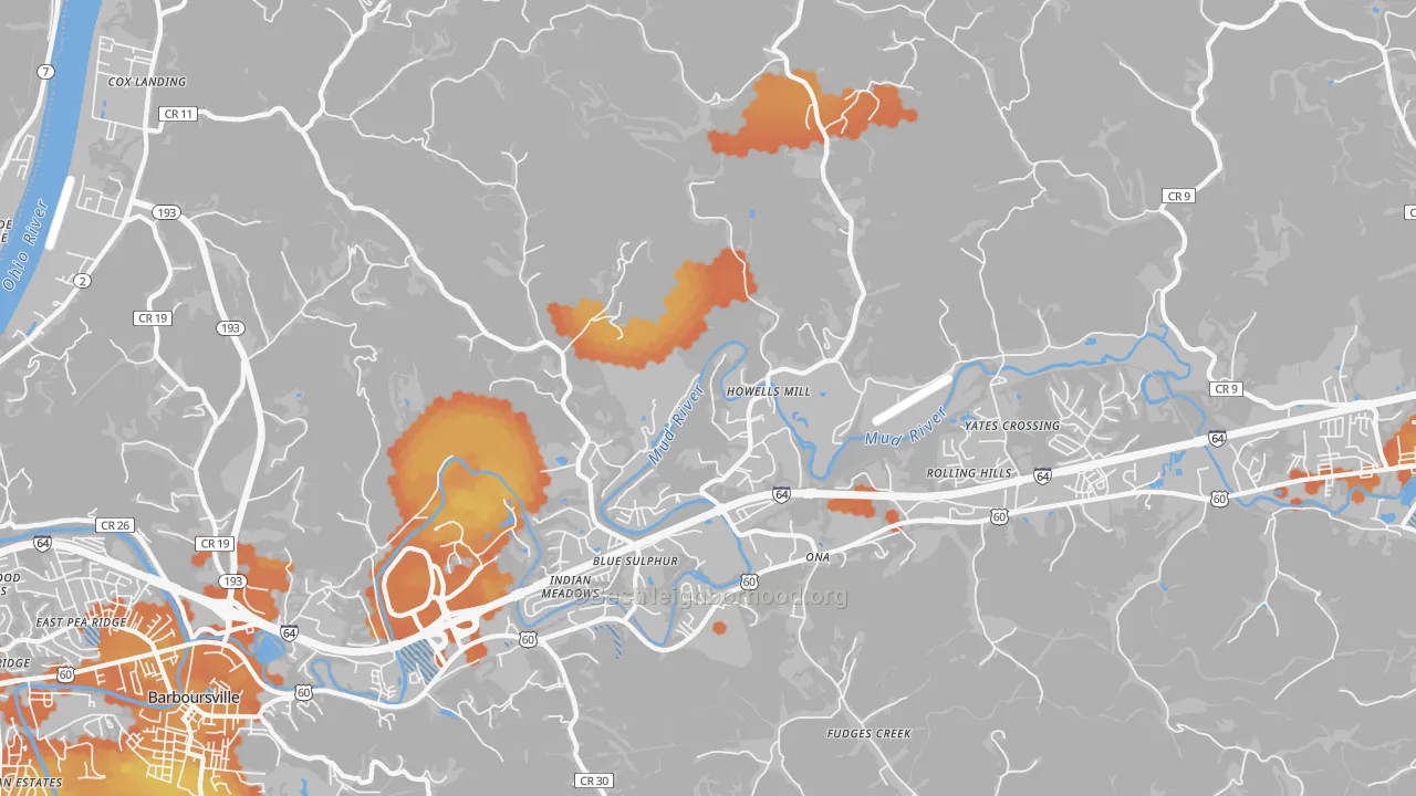 Bike Grade map of 25545, WV