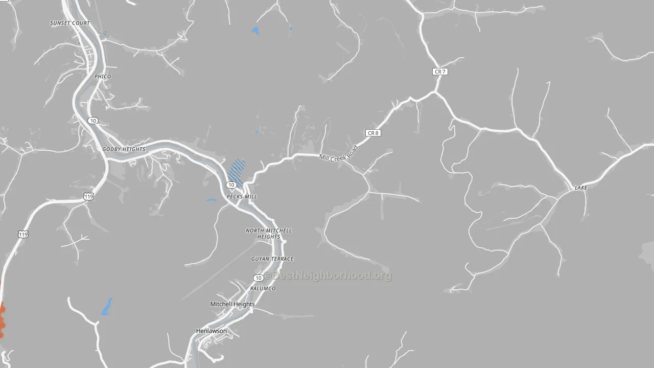 Bike Grade map of 25547, WV