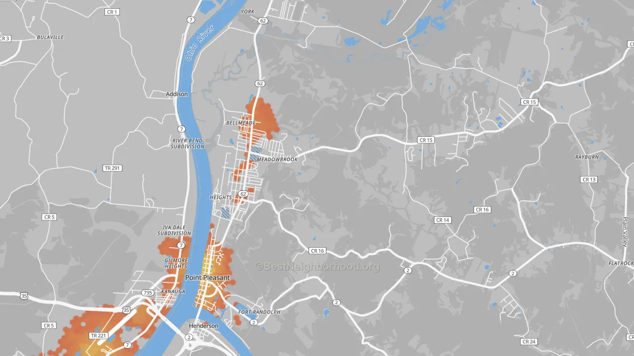 Bike Grade map of 25550, WV
