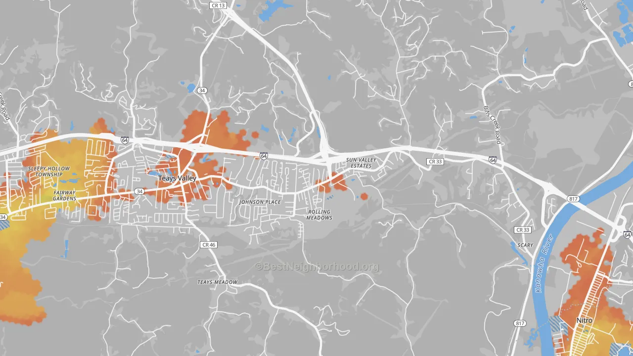 Bike Grade map of 25560, WV