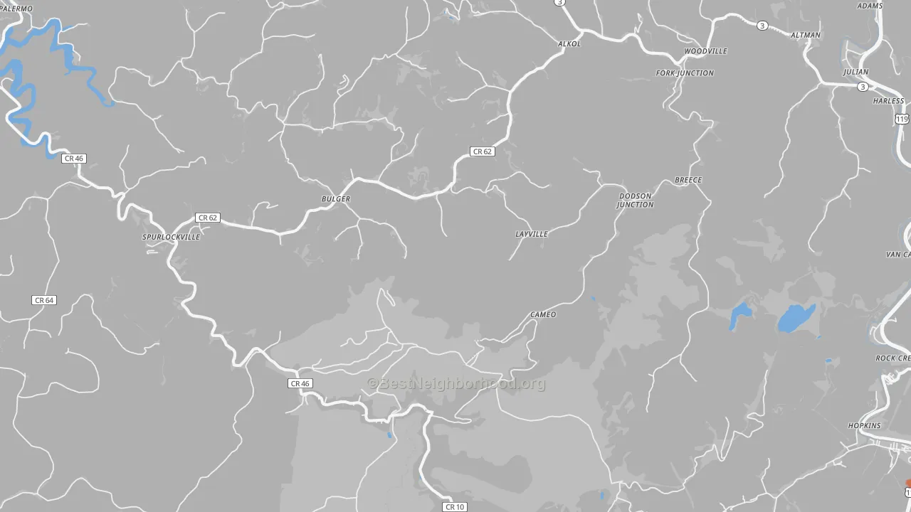 Bike Grade map of 25565, WV