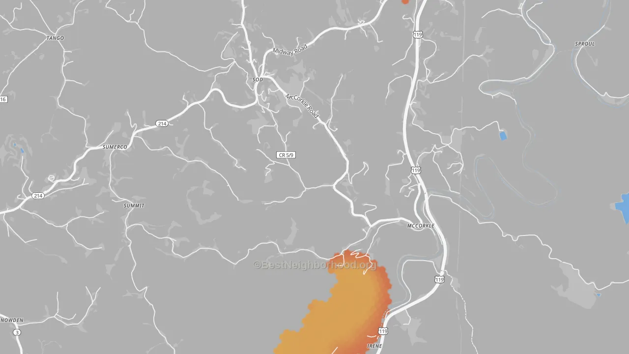 Bike Grade map of 25567, WV