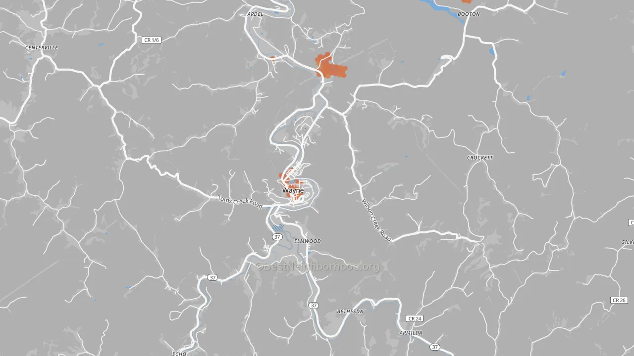 Bike Grade map of 25570, WV