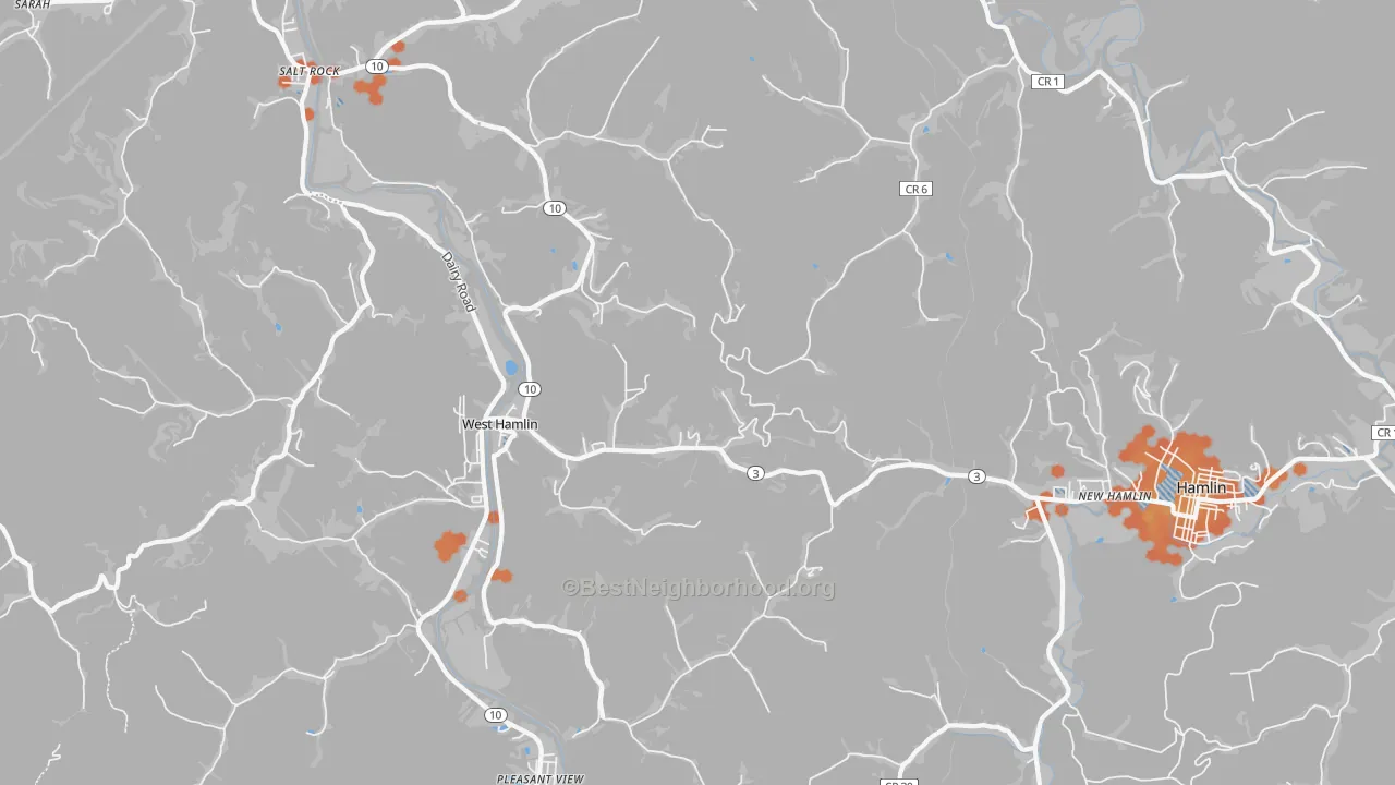Bike Grade map of 25571, WV